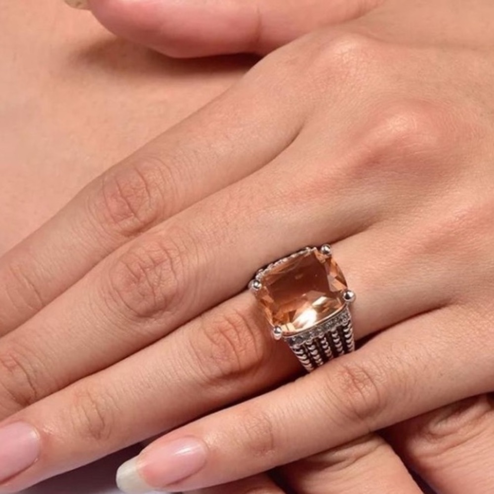 NWOT Sterling Silver Morganite Ring - Picture 2 of 2
